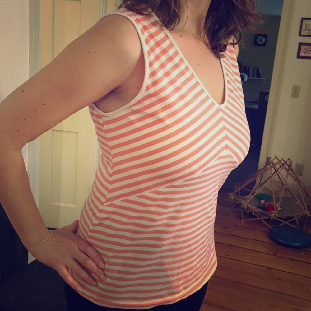 Orange & White Stripe Knit Tank